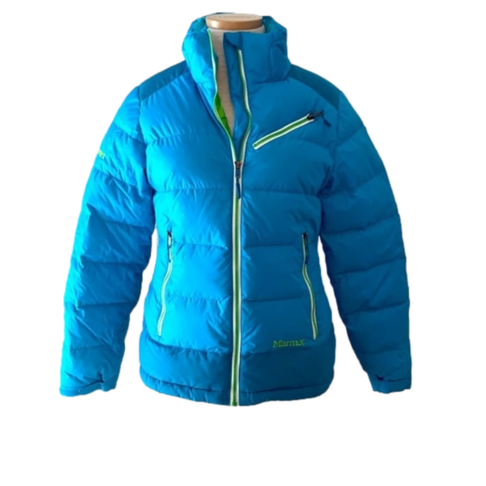 Marmot small turquoise down coat.